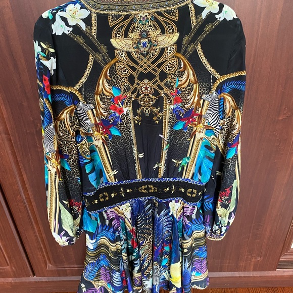 Camilla Shirred Relaxed Rainbow Room Dress 100% Silk - Picture 4 of 9